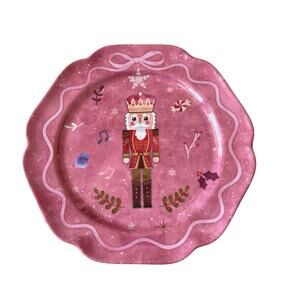 Sugarplum Dreams Christmas Nutcracker 8.5” PINK Melamine Plate Set of 4 NEW
